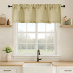 OVZME Valance for Windows, Light Filtering Faux Linen Textured Small Short by OVZME