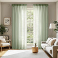 MIULEE 2 Panels Sage Green Sheer Curtains 90 inches Long Window Curtains Rod by MIULEE