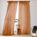 OVZME 2 Panels Solid Color Orange Sheer Curtains 96 Inches Long, Elegant Window by OVZME