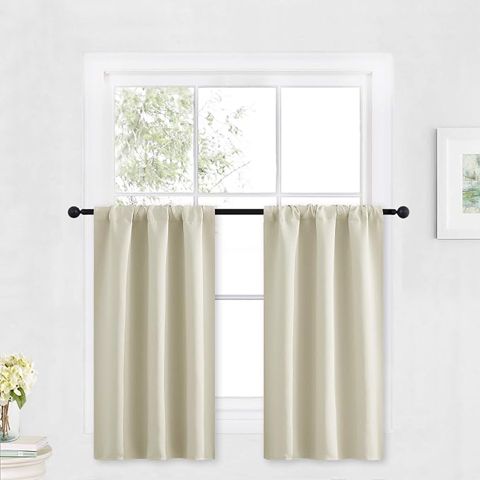 RYB HOME Cafe Curtains 30 inch Length, Short Light UV Heat Blocking Energy by RYBHOME