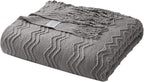 BOURINA Dark Grey Throw Blanket 50 x90 Inches Throw Textured Solid Soft Sofa - Image 6