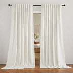 RYB HOME Faux Linen Blended Sheer Curtains, Light Filtering Ariy Vertical by RYBHOME