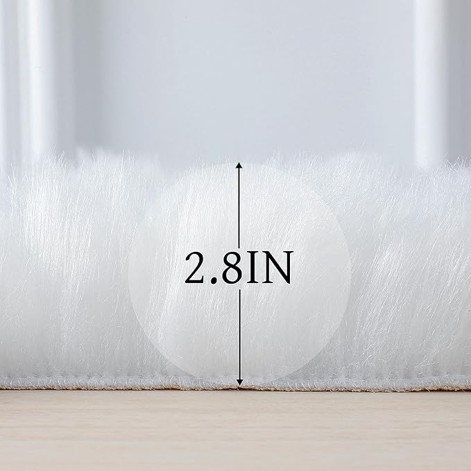 linmopm Faux Fur Rug White Sheepskin Shag Fluffy Fuzzy 6x9 ft Rugs - Image 2