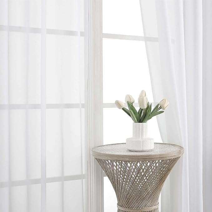 Lecloud Pure White Sheer Curtains 84 Inches Long 2 Panels Set, Airy Voile Light - Image 9