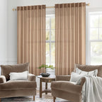 MIULEE Light Brown Linen Curtains 63 Inch Length 2 Panels - Image 2