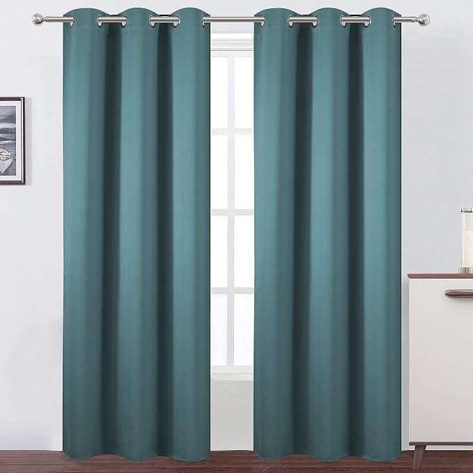 LEMOMO Sea Teal Thermal Blackout Curtains/42 x 84 Inch/Set of 2 Panels Room by Lemomo