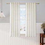 Nanspring 60 Inch Length Linen Curtains Cream Semi Sheer Light Filtering Back by Nanspring