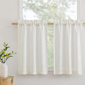 RYB HOME Semi Sheer Curtains for Small Window, Flax Linen Window Topper by RYBHOME