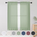 OWENIE Sheer Curtains, Sage Green Sheer Curtains 63 inch Length 2 Panels Set by OWENIE
