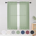 OWENIE Sheer Curtains Living Room 54 inches Long, Rod Pocket Curtain Sheers by OWENIE