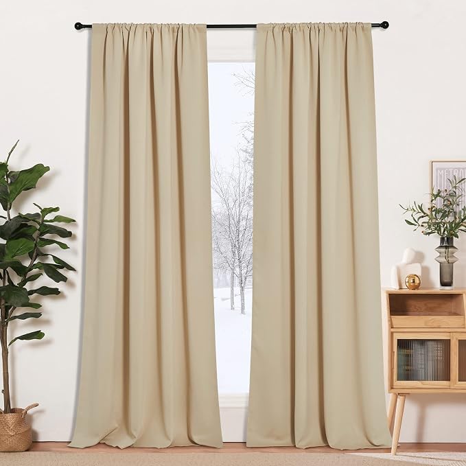 RYB HOME Curtains for Bedroom 102 inches Long, Privacy Thermal Insultaed by RYBHOME