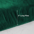 duduta Emerald Green Faux Fur Rug 3x5 ft, Fluffy Shag Rectangular Sheepskin Rug - Image 2