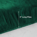 duduta Emerald Green Faux Sheepskin Round Rug 4x4 ft, Fluffy Shag Fur Bedroom - Image 2