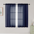 Navy Blue Sheer Curtains for Bedroom Living Room 45 Inch Length 2 Panels by WelvetBLK