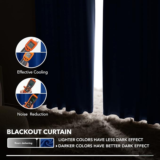 Deconovo Blackout Curtains, Thermal Insulated, W52 x L84 2 Panels, Back Tab - Image 5