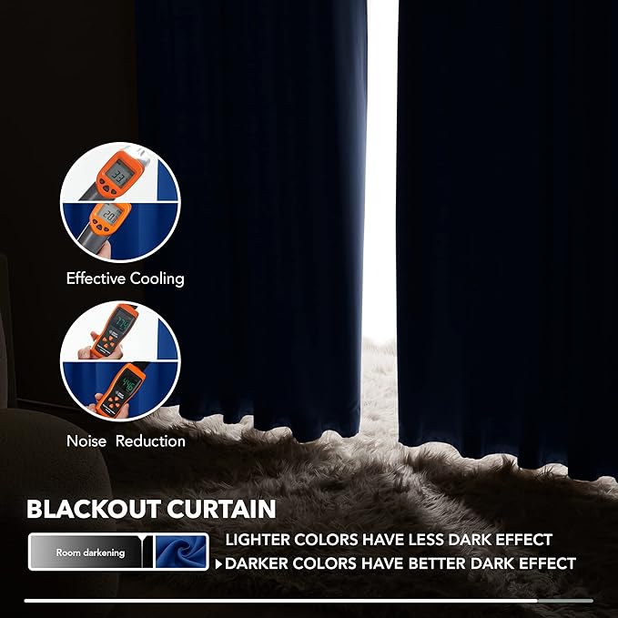Deconovo Solid Rod Pocket Curtains Room Darkening Curtains Blackout Thermal - Image 5