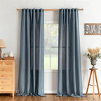 MYSKY HOME 95 Inch Semi Sheer Sliding Door Curtains Farmhouse Light Filtering - Image 8