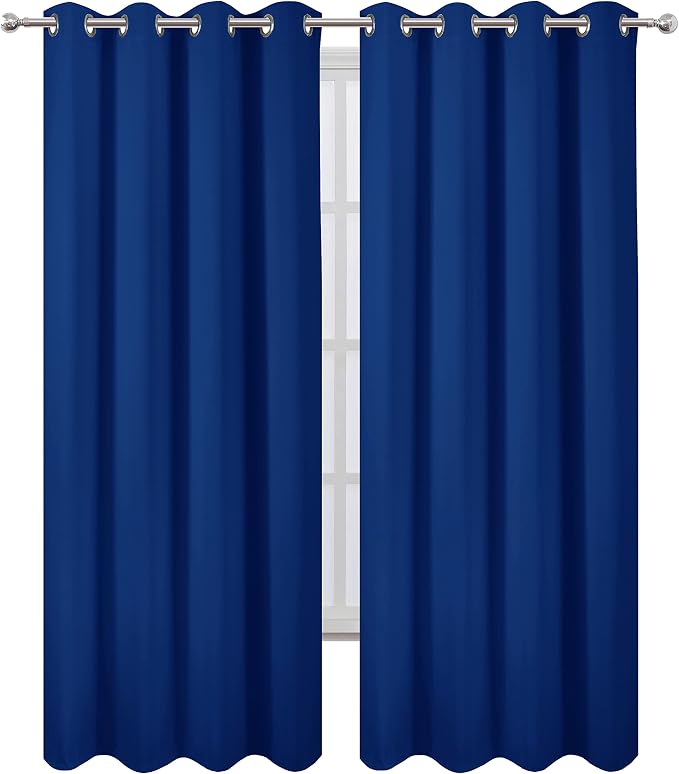 LEMOMO Blackout Curtains 66 x 95 inch/Royal Blue Curtains Set of 2 by Lemomo