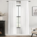 White Linen Curtains 72 inch Long 2 Panel Set by Jolilight