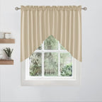 RYB HOME Faux Linen Blended 2 Panels Valance Window Topper Short Drapes Small - Image 6