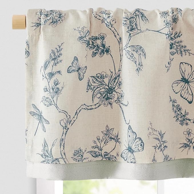 jinchan Floral Curtain Valance for Windows 16 Inch Linen Valance for Kitchen by JINCHAN