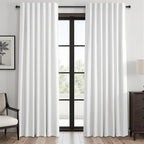 Beige White Linen blackout curtains 84 inch long 2 Panels 100% Black out Linen by Topfinel