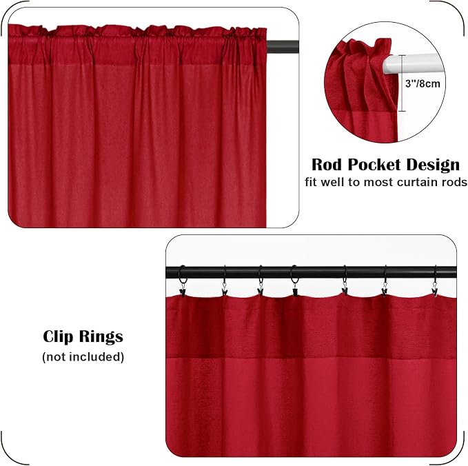 FRAMICS Farmhouse Kitchen Curtains 24 Inch Length, Rustic Cotton Linen Tier - Image 8