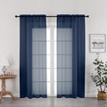 OWENIE Navy Blue Sheer Curtains 72 Inches Long 2 Panels, Transparent Voile by OWENIE