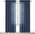 DWCN Navy Blue Sheer Curtains Semi Transparent Voile Rod Pocket Curtains - Image 9