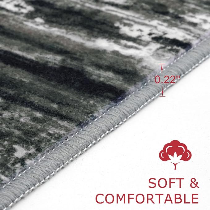 KOZYFLY Modern Abstract Washable Runner Rug 2.6x18 Hallway Runners Non-Slip - Image 2