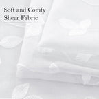 HOMEIDEAS White Sheer Curtains 52 X 63 Inches Length 2 Panels Embroidered Vine - Image 4