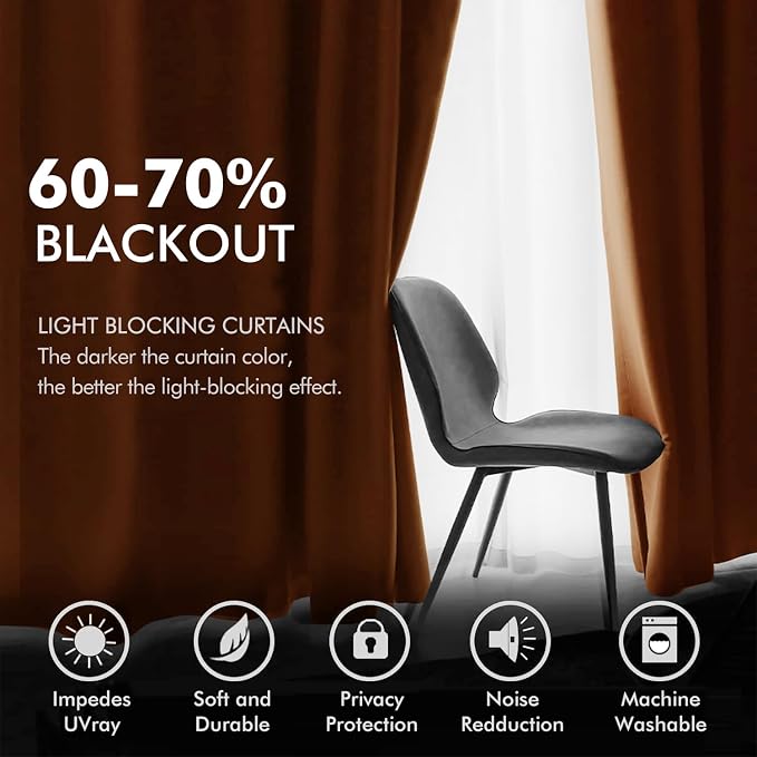 MIULEE Orange Velvet Curtains for Fall Living Room Thermal Insulated Soundproof - Image 4