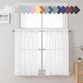 Lecloud White Sheer Curtains 36 Inch Length 2 Panels Set, Airy Breathable Voile by Lecloud
