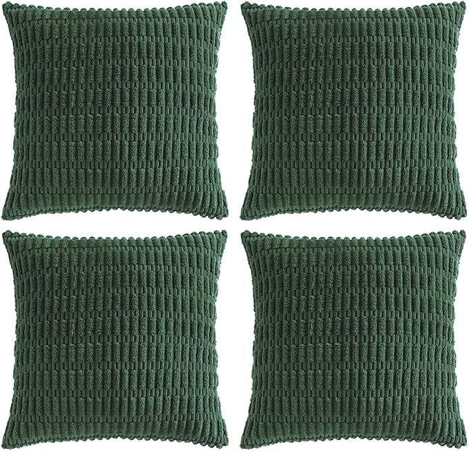 Fancy Homi Set of 4 Dark Green Boho Decorative Throw Pillow Covers 16x16 Inch by Fancy+Homi