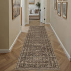 2'6x10 Washable Runner Rug for Hallway Kitchen Vintage Brown Non Slip Low Pile - Image 5