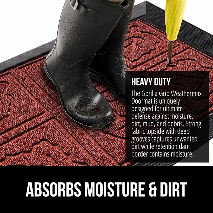 GORILLA GRIP 100% Waterproof All-Season WeatherMAX Doormat 35x23, US Designed - Image 4