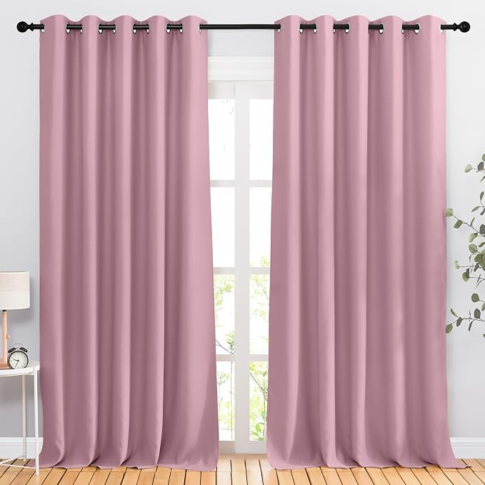 NICETOWN Crystal Pink Blackout Living Room Curtains 110 inches Long, Grommet by NICETOWN