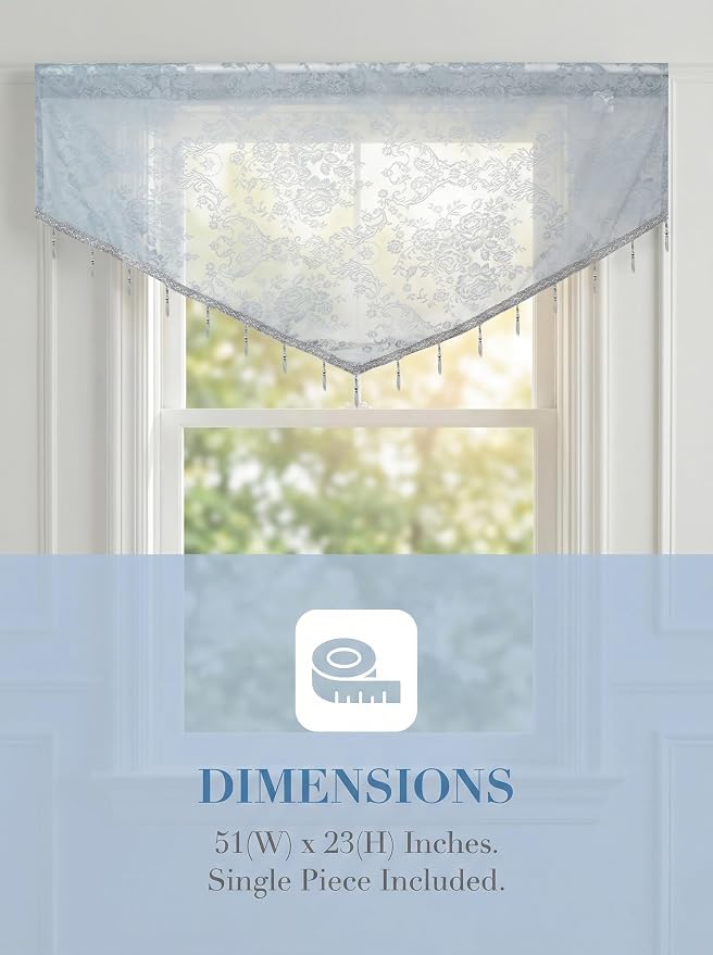 Molaxhome Swag Curtain 51 inch Length Rod Pocket Scalloped Curtain Valance - Image 5