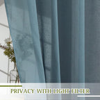 NICETOWN Linen Sheer Curtains for Bedroom, Grommet Semi Sheer Window Drapes - Image 5