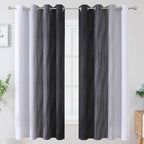 Estelar Textiler Ombre Greyish White Black Blackout Curtains & Drapes 63 Inch - Image 2