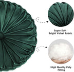 HIG Set of 2 Decorative Round Pleated Throw Pillows, Classy Accent Pumpkin - Image 2