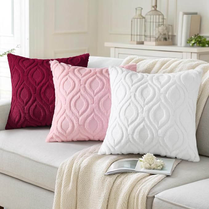 decorUhome Summer Throw Pillow Covers 18x18 Inch Set of 2, Soft Plush Faux Wool - Image 4