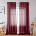 Simplebrand Burgundy Red Sheer Curtains 96 Inches Long, Light Filtering Rod by Simplebrand