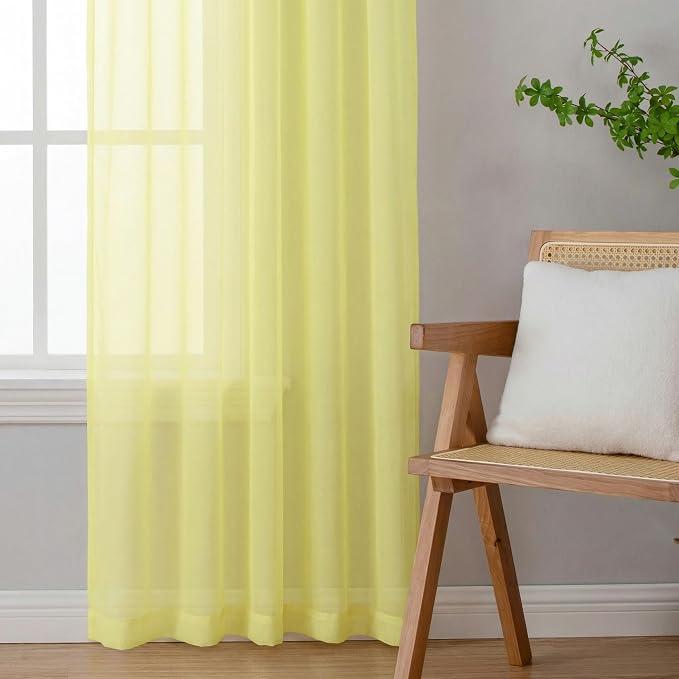OWENIE Sheer Curtains 90 inches Long 2 Panels Set - Image 6