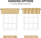OVZME Valance for Windows, Light Filtering Faux Linen Textured Small Kitchen - Image 3