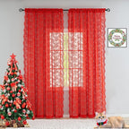 YJ YANJUN Vintage Lace Curtains 84 Inches Long-Victorian Floral Pattern Red by YJYANJUN