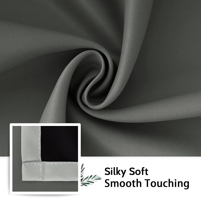 SimpleHome Grey and Greyish White Blackout Curtains - Image 6