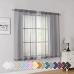 Simplebrand Rod Pocket Top Solid Voile Sheer Curtains by Simplebrand