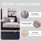 Velvet Couch Cover, Washable Sectional Sofa Cover, Anti Slip Sofa Slipcover - Image 3