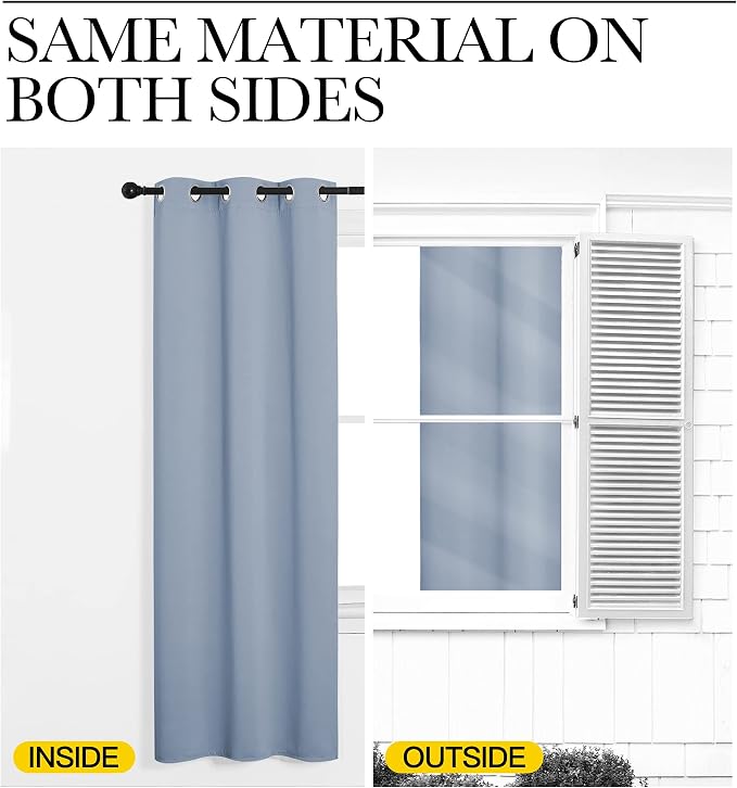 NICETOWN Vintage Blue Blackout Curtains 90 inches Length - Image 5